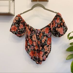 Floral Print Off The Shoulder Crop!